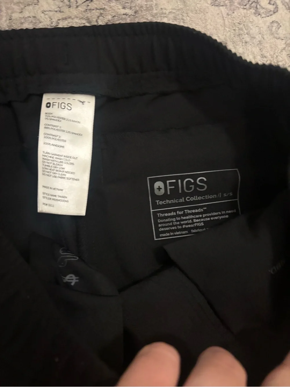 FIGS Mens‎ Tansen Jogger Scrub Pants black PO# 3586 Size S/S